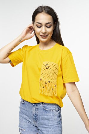 KROŞE ÖRGÜ DETAYLI T-SHIRT